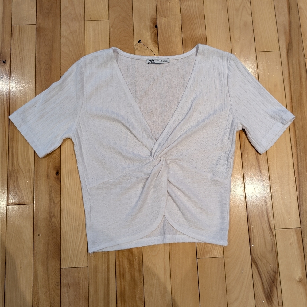 Zara Cream Twist Front Crop Top NWOT